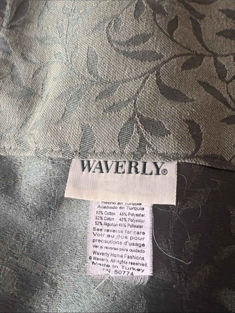 Waverly Olive Green Leaf Jacquard Fabric Panel valances 2
